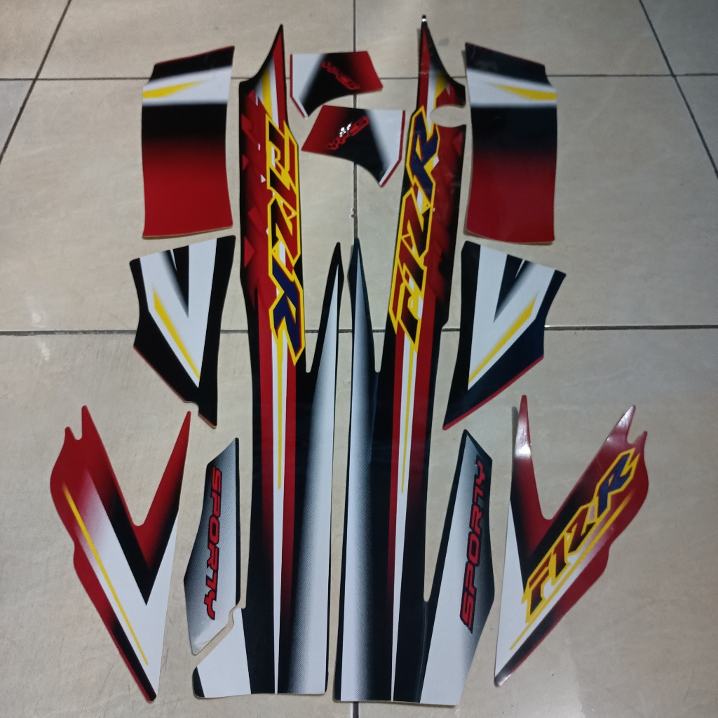 stiker striping yamaha fizr fiz r sporty 2003 merah hitam lis body standar berkualitas original