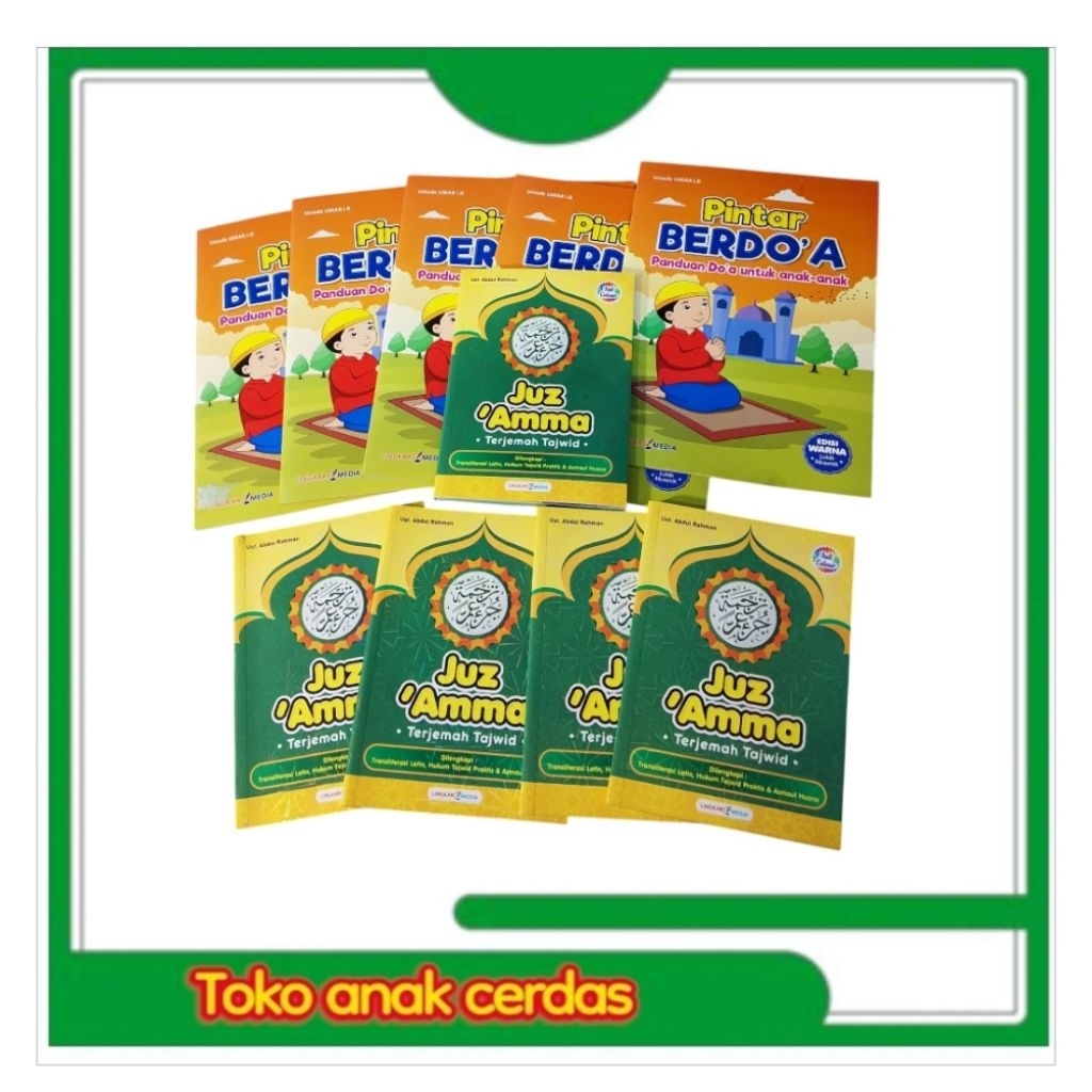 Paket grosir isi 10 buku pintar berdo'a 5 juz'amma terjemah tajwid kecil 5 berwarna