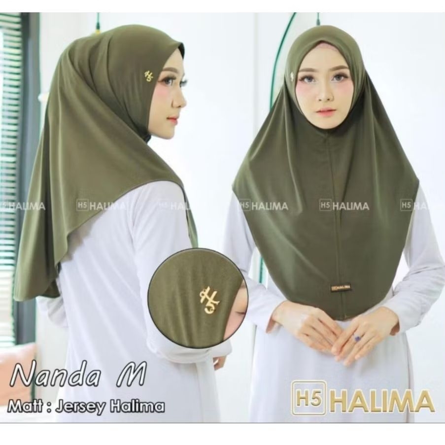 HALIMA _ HIJAB INSTAN NANDA SIZE M BERGO JERSI LC DAN POLOS  MALAY SIZE M NONPET