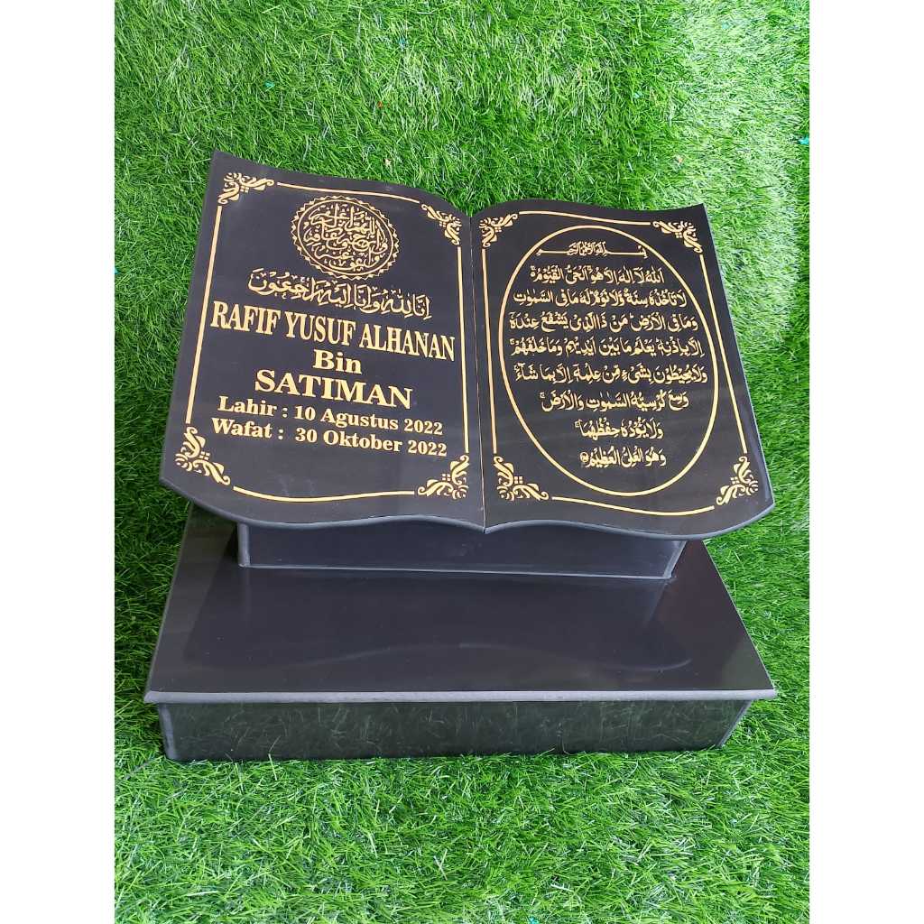 BATU NISAN MAKAM MODEL BUKU UKURAN 40 X 30 CM