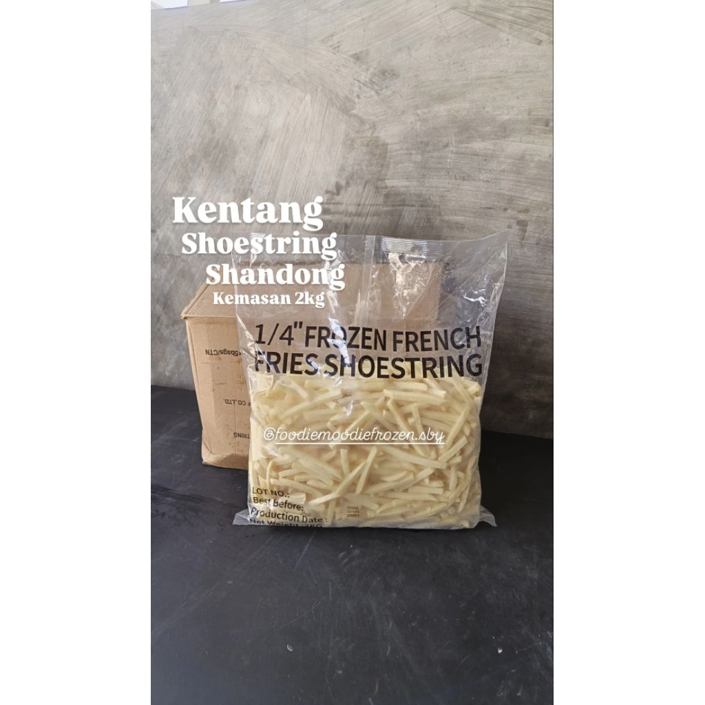 

Kentang shoestring Shandong Frozen IQF kemasan 2kg/ Kentang frozen shoestring/ Kentang goreng/ French Fries Shoestring