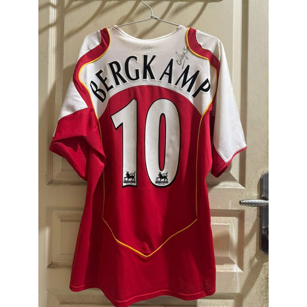 Jersey Home Arsenal 2004/05 Nike 90 Bergkamp 10 + Ray Parlour & Gilberto Autography sz M