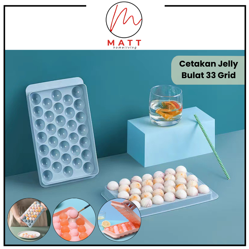 MATT Cetakan Jelly Es Batu Bulat 33 Grid Ice Cube Tray BPA Free