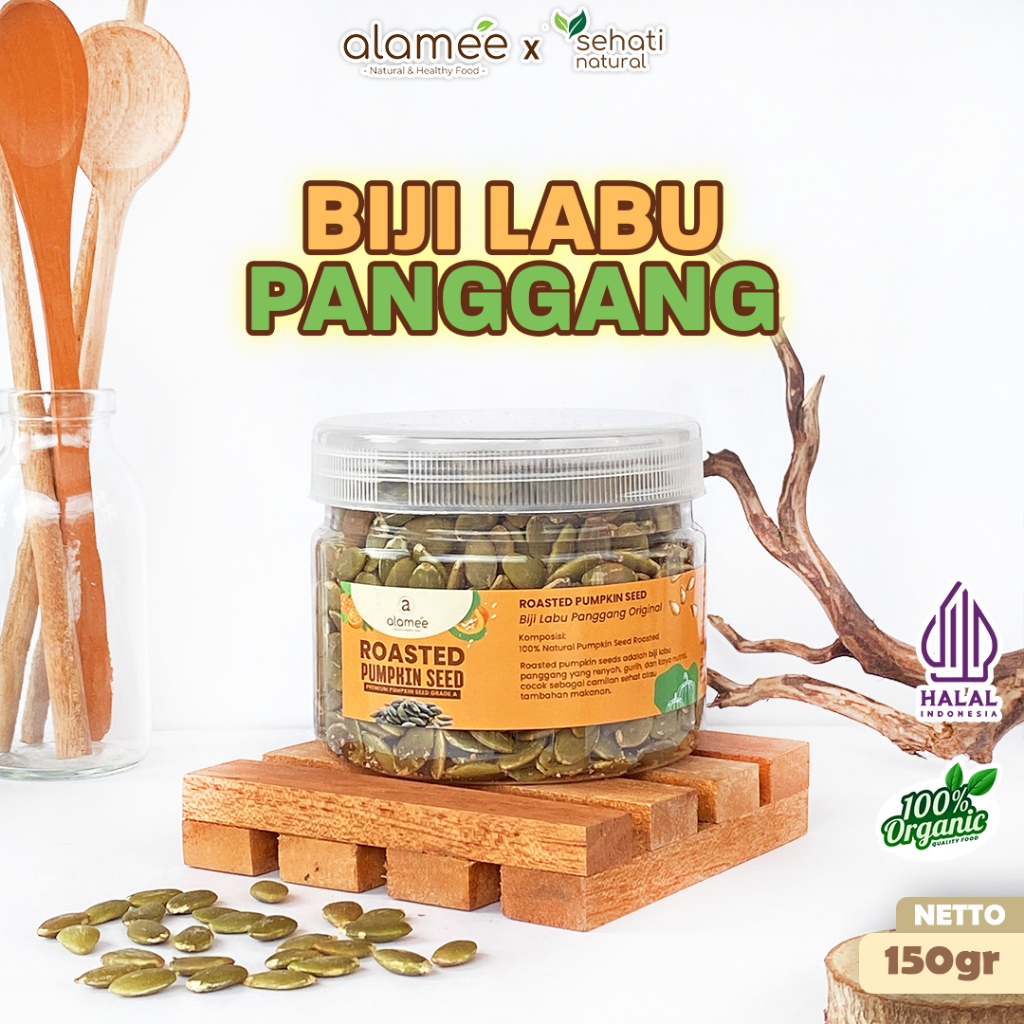 

ALAMEE Roasted Pumpkin Seed Biji Labu Pepita Kupas Panggang Matang Siap Makan Natural 150gr
