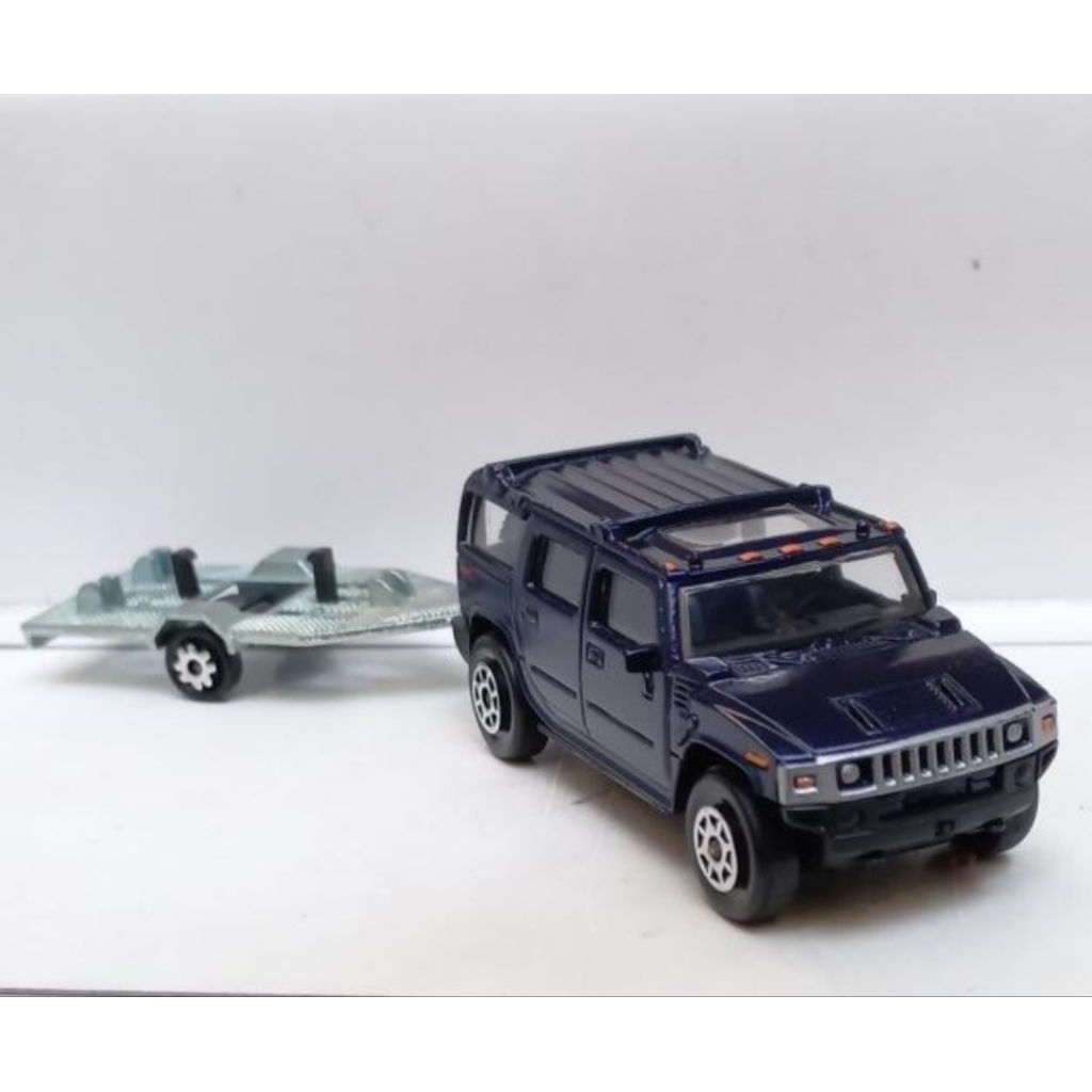 majorette hummer h2 blue with trailer loose diecast (t)