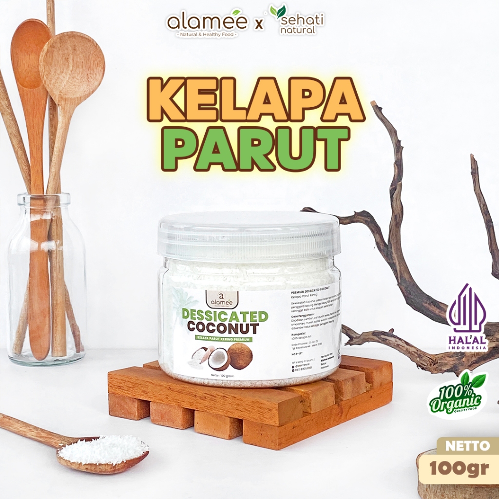 

ALAMEE Dessicate Coconut Kelapa Parut Kering Coconut Flakes Topping Kue Kelapa Kering 100gr