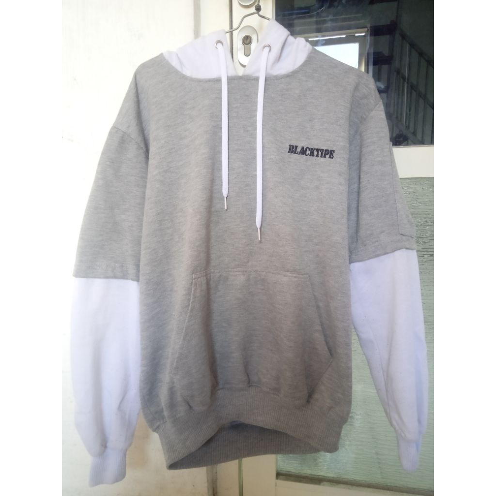 JAKET PRIA HOODIE BLACKTIPE WARNA GREY (L) SECOND