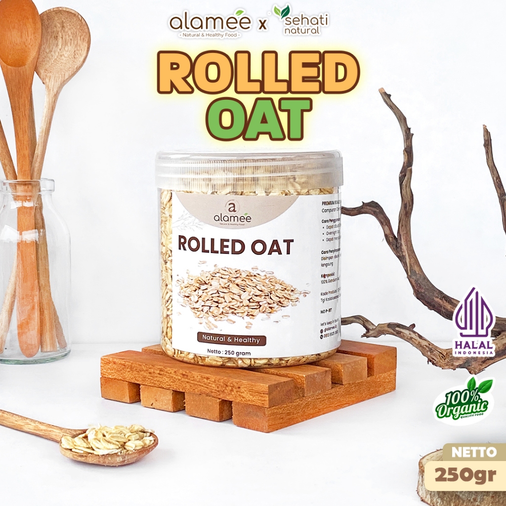 

ALAMEE Rolled Oat Gandum Utuh Kasar oatmeal wholegrain Natural Premium Alami Oatmeal Instan 250gr