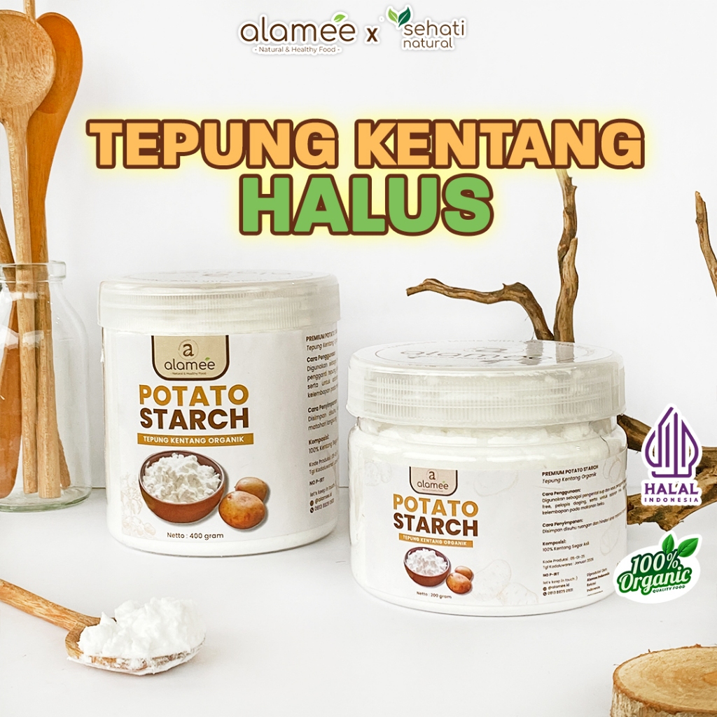 

ALAMEE Tepung Kentang Halus Potato Starch Tepung Kue PREMIUM Mashed Long Potato Powder 200gr