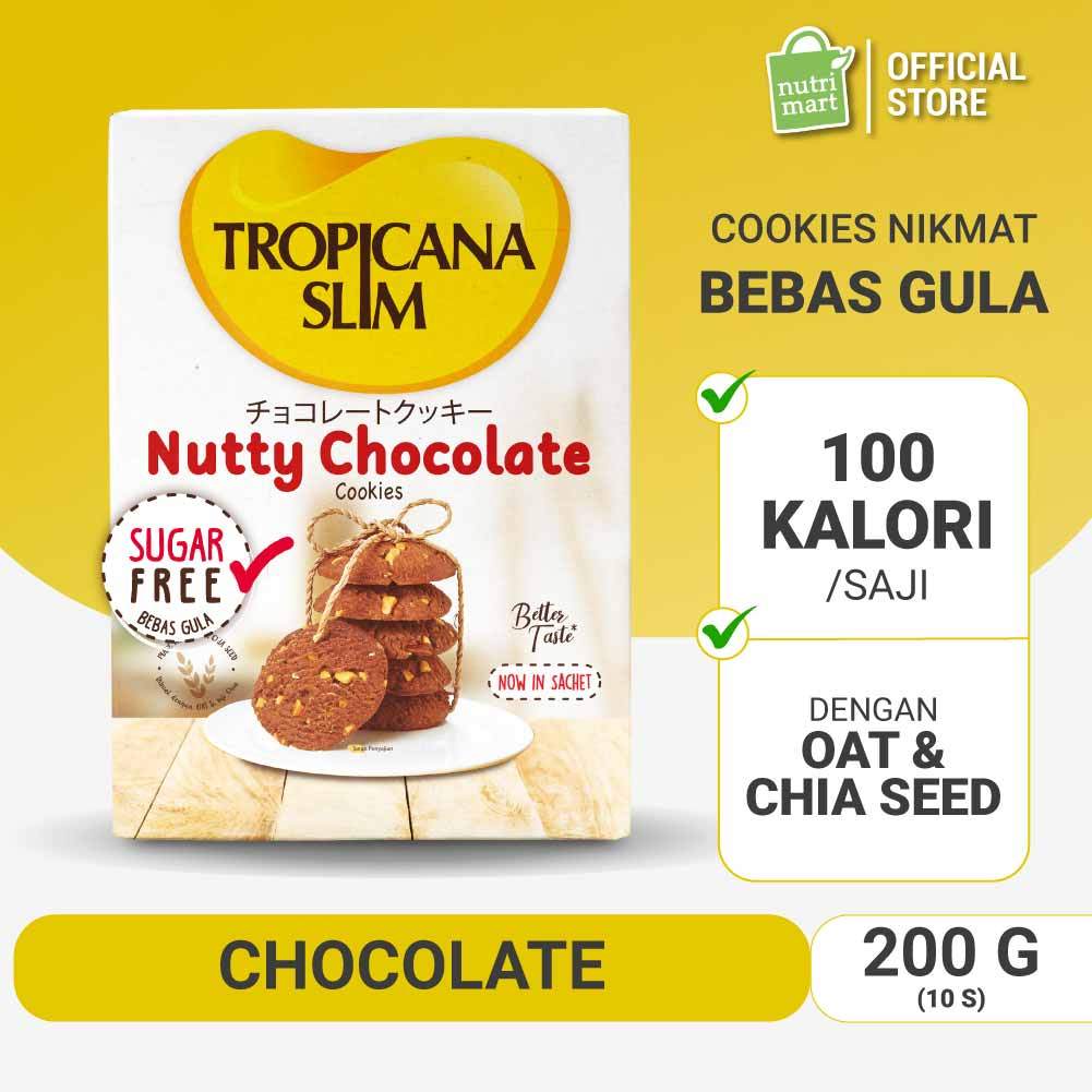 Tropicana Slim Nutty Cookies Chocolate 200gr - Snack Biskuit Diet Rendah Kalori Bebas Gula