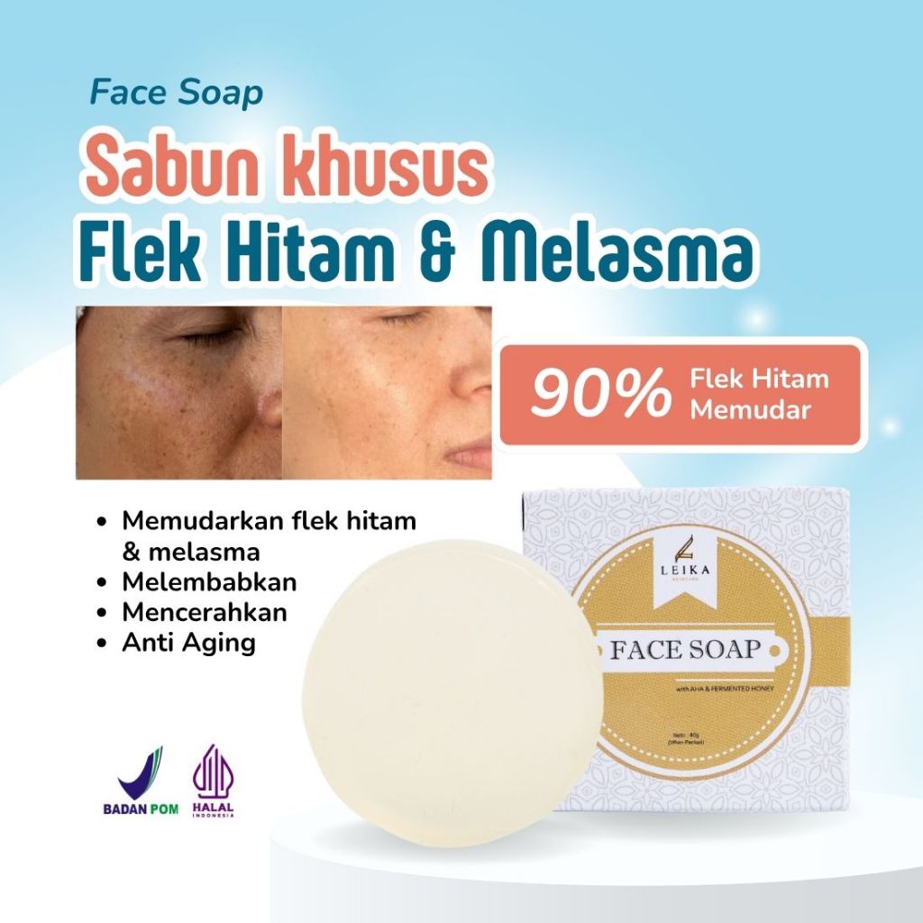 Sabun Flek Hitam Menahun Pembersih Wajah Sabun Eksfoliasi Wajah Sabun Leika Skincare Face Soap With 