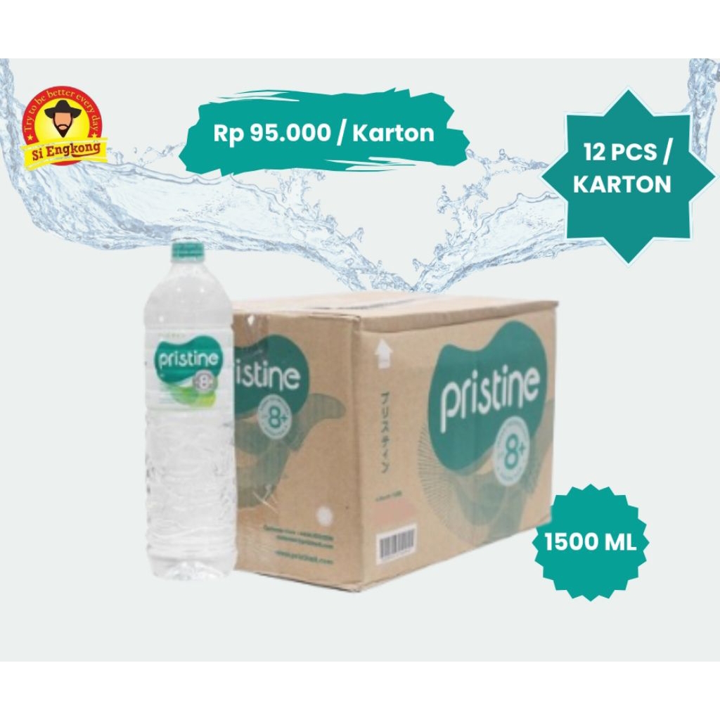 

Pristine Mineral water 1500 ml 8.6+ isi 12pcs/dus