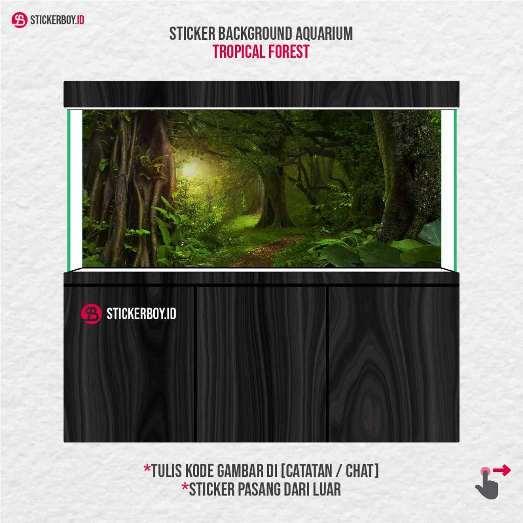 Stiker Background Aquarium Motif Hutan  – Wallpaper Aquarium Premium