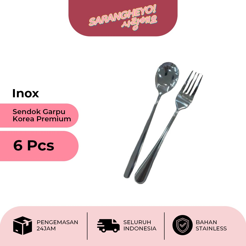 Sendok Garpu Korea Makan Korean Spoon Fork Stainless Inox Premium Homepro HP09S/6PCS