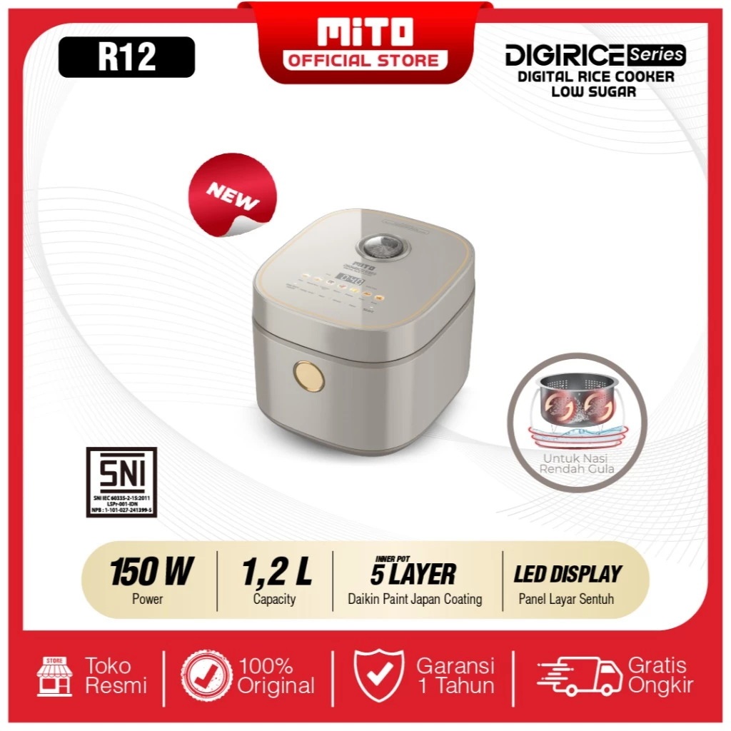 Smart Rice Cooker Mito R12 Less Sugar 1,2 Liter Low Carbo / Mito Rice Cooker Low Sugar