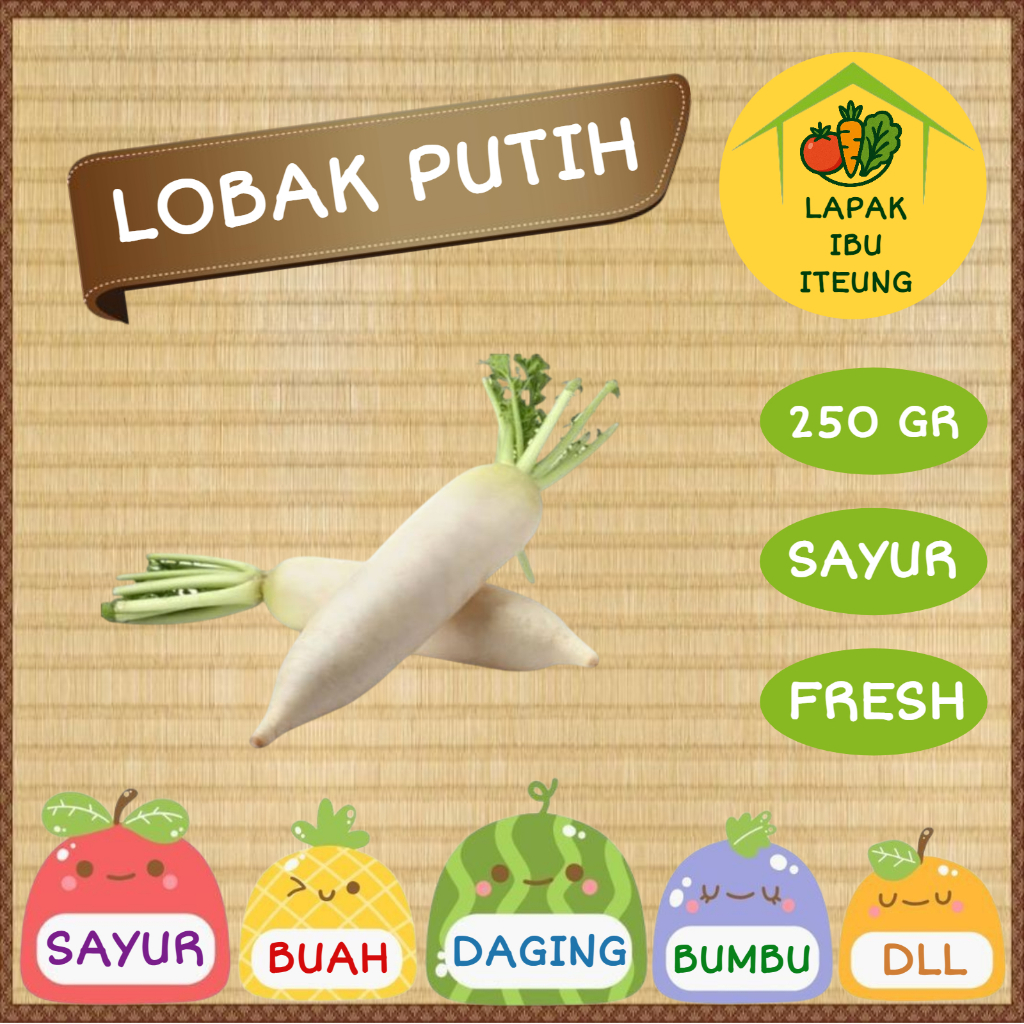 

LOBAK PUTIH INSTAN BANDUNG 1/4KG 250GR SEGAR FRESH SAYUR SAYURAN PASAR