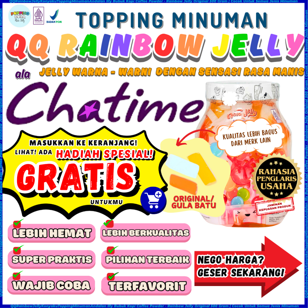 

QQRainbowJellyKonyakuToppingMinumanAndalan Illy Bubuk Kopi Coffee Powder - Rainbow Jelly Original 500 Gram | Cocok Untuk Semua Jenis Minuman