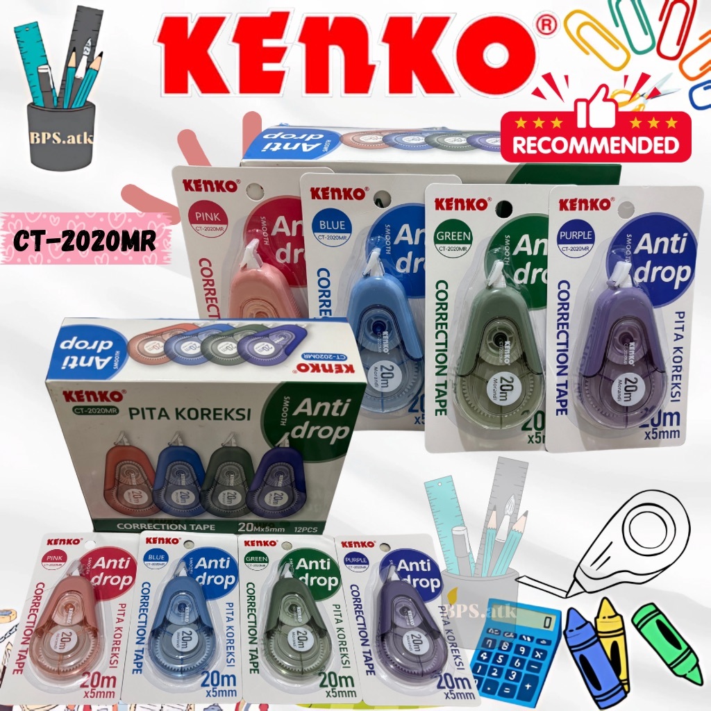 

(12pcs) KENKO Correction Tape / Tip X Kertas CT - 2020MR Pita Koreksi 20M x 5mm