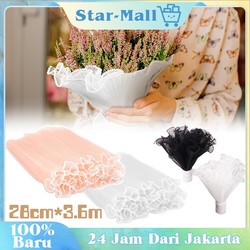 

Wrapping Flower Wavy Keriting Buket Bouquet Bunga Korean Lace Mesh Mermaid Tile