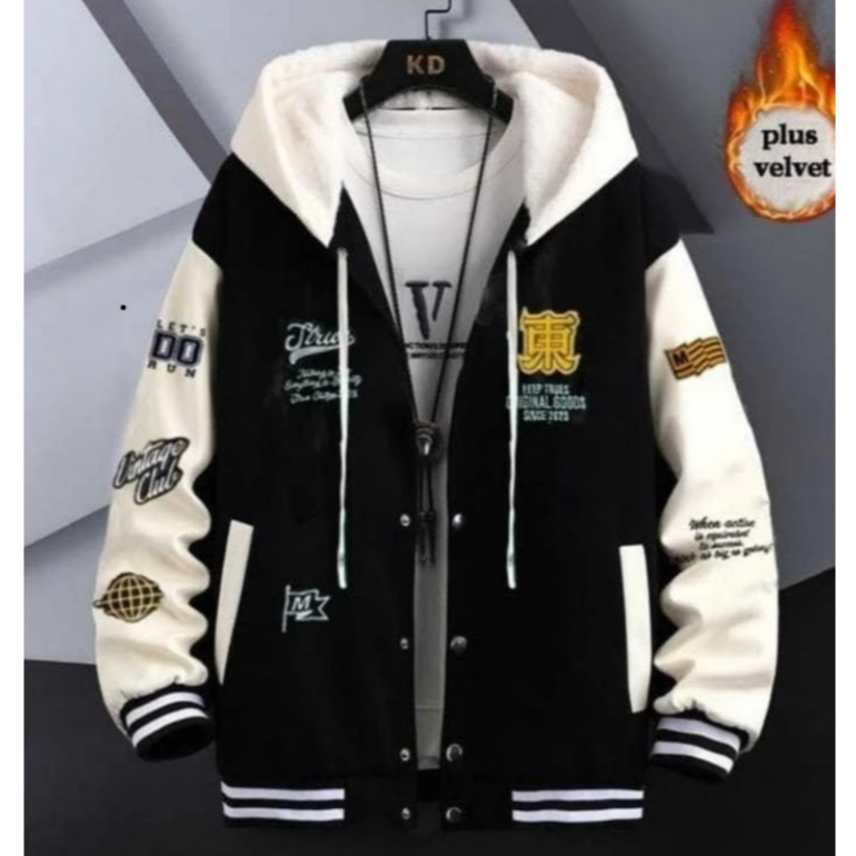 Jaket Hoodie Oversize Strue Vintage Pria Wanita M-XXL Unisex Jaket Varsity Baseball  Full Print