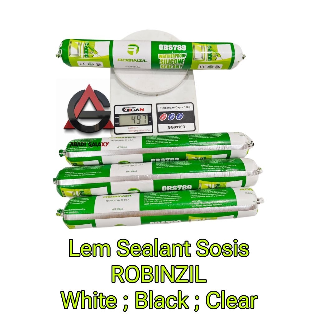 (Harga 1 pcs) Lem Sealant Lem Silent Lem Sosis Putih ; Hitam ; Clear Robinzil