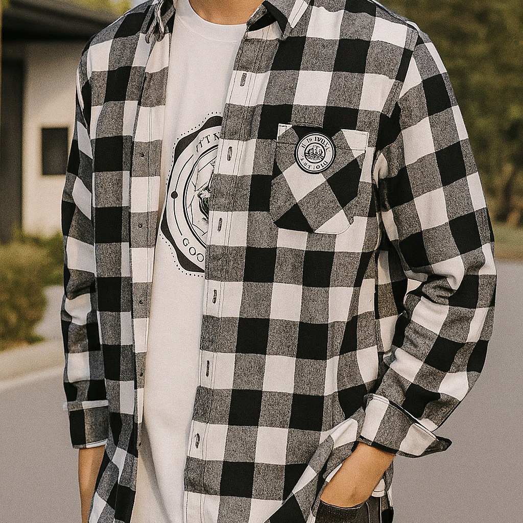 kemeja panel pria lengan panjang kemeja panel pria kemeja panel lengan panjang pria      kemeja gior