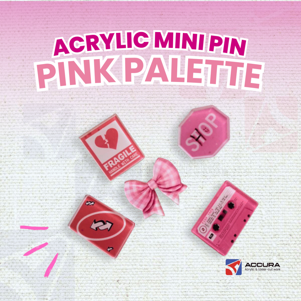 PIN AKRILIK AESTHETIC PINK PALETTE | BROS PIN AKSESORIS TAS | Pin Akrilik Bros Tas Aesthetic [35mm]