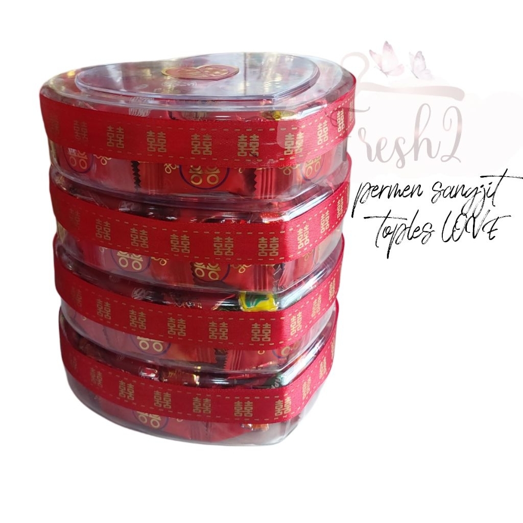 

permen sangjit toples love kecil 200grm # permen sangjit / permen wedding /