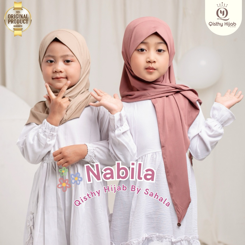 Qisthy Hijab - NABILA | Jilbab Nabila Segitiga Instan Anak Jersey | Qisthy Hijab by Sahala