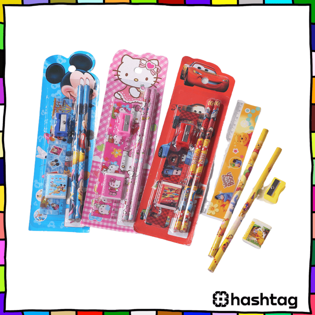 

Hastag_iD Stationery Set 5 in 1 Alat Tulis Anak Sekolah Penghapus Penggaris Pensil Serutan Karakter Lucu Random Y9011