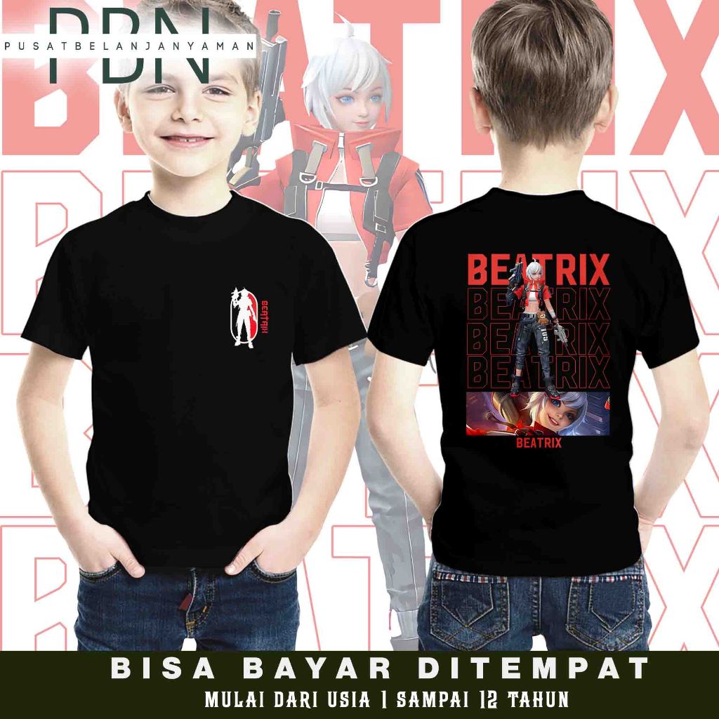 Kaos Hero Mobile Legend - Kaos Anak Atasan Katun Sablon - Kaos Anak Hero ML - Kaos Hero ML Beatrix M