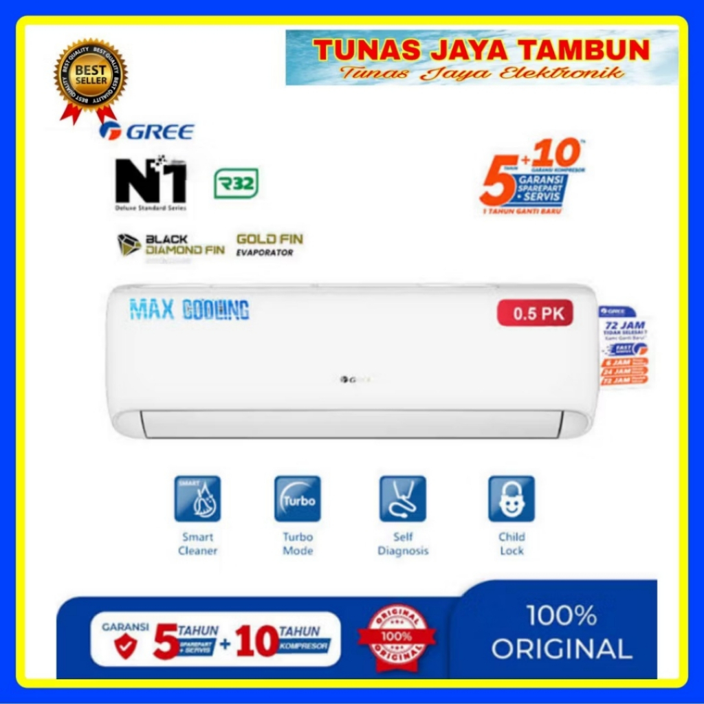 AC GREE GWC 05N1 / AC GREE 0.5 PK DELUXE STANDAR / GREE GWC 05N1 / AC GREE 05 N1 ½ PK
