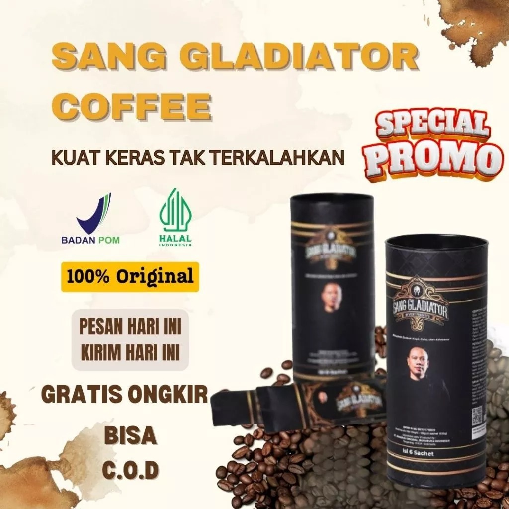

Kopi Sang Gladiator Pria By Vicky Prasetyo | 1 Pack Isi 6 Sachet | Bisa Cod