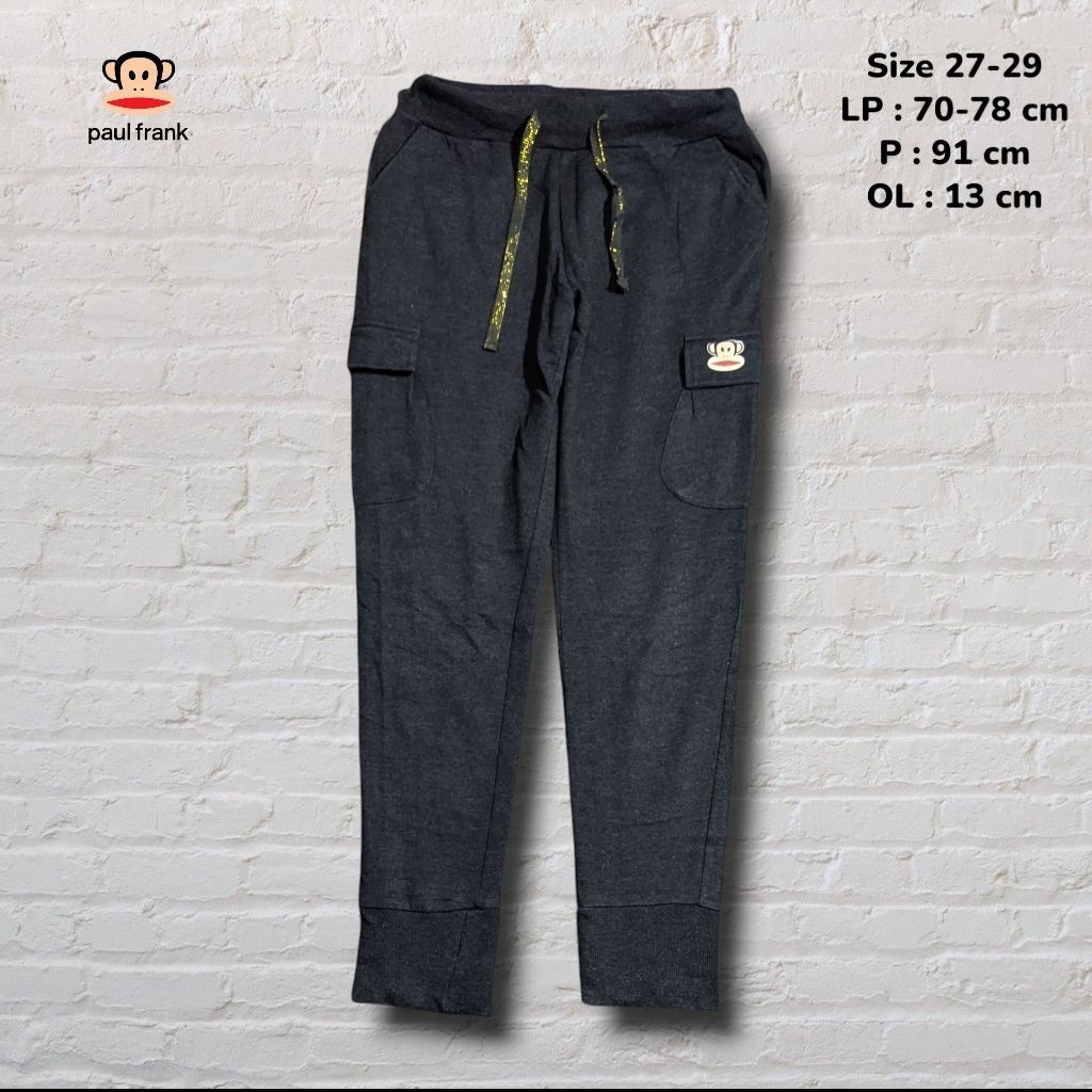 Size 27-29 Celana Panjang Longpants Jogger Cargo Paul Frank Grey Charcoal Original Second Preloved #