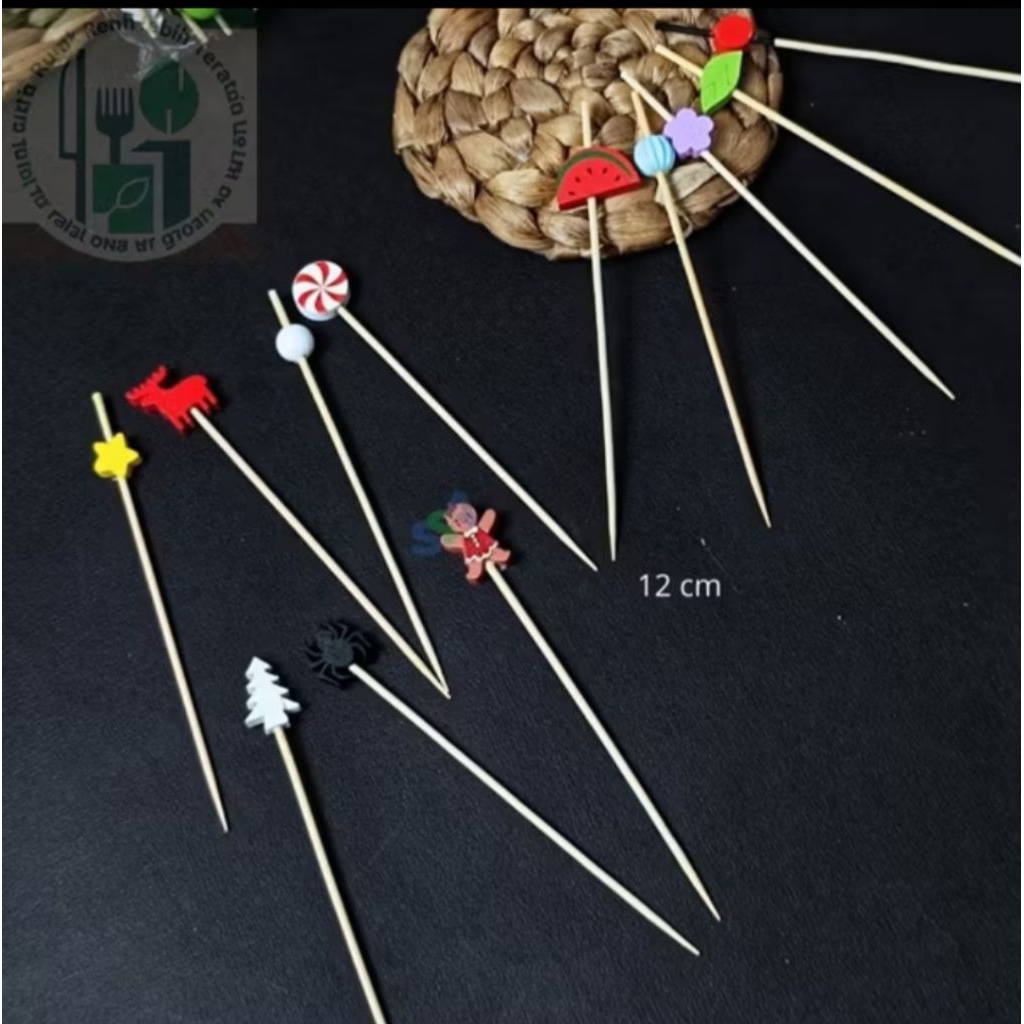 Tusuk Buah Karakter (10pc) // Tusuk Sate Karakter // Tusuk Buah Bento
