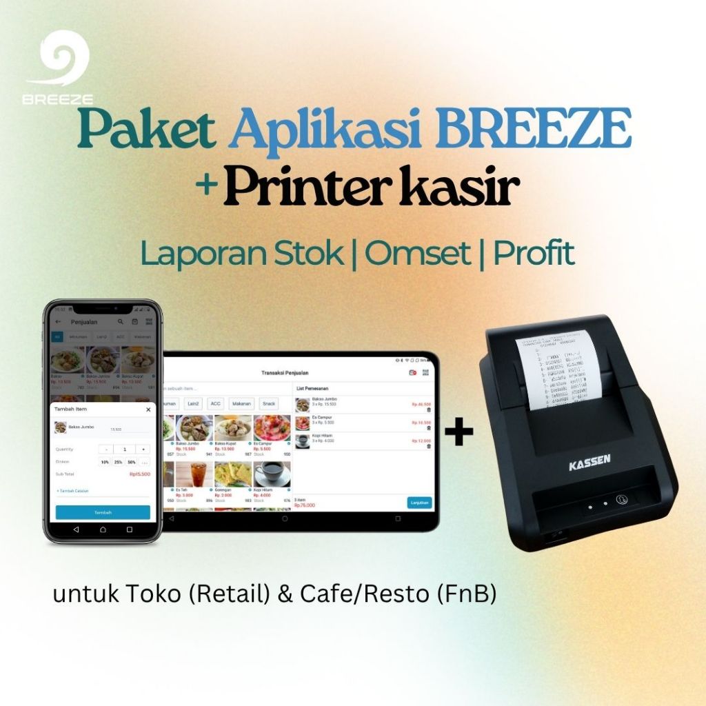Paket Aplikasi kasir android & Printer  kasir.