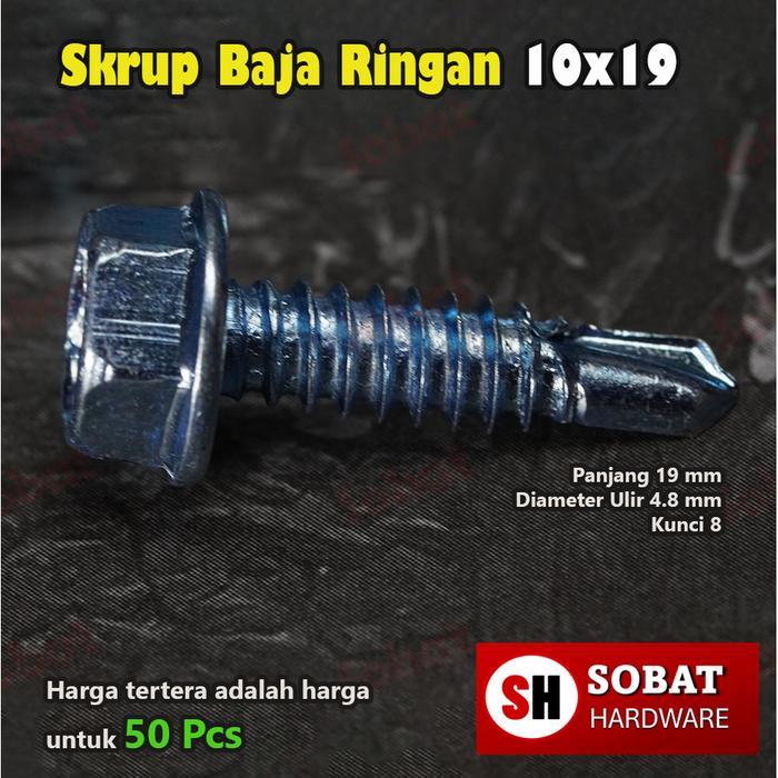 Skrup Baja Ringan 10 x 19 Steel