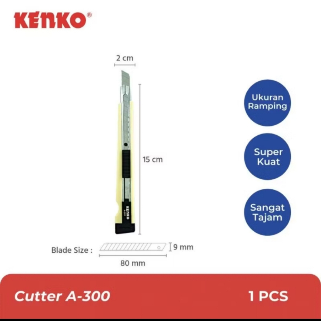

(12 pcs) KENKO - Cutter Besar L-500 Cutter Kecil A-300