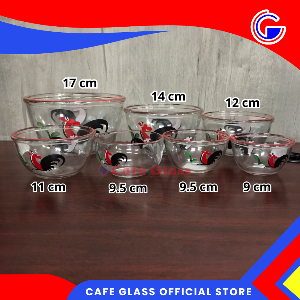 MANGKOK KACA AYAM JAGO ISI 12 PCS I MANGKOK KACA KUKURUYUK SATU LUSIN I MANGKOK KACA KECIL SAMPAI BE