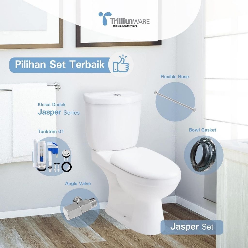 Kloset Duduk TRILLIUN WARE Jasper Series Dual Flush System Flushing Wash Down
