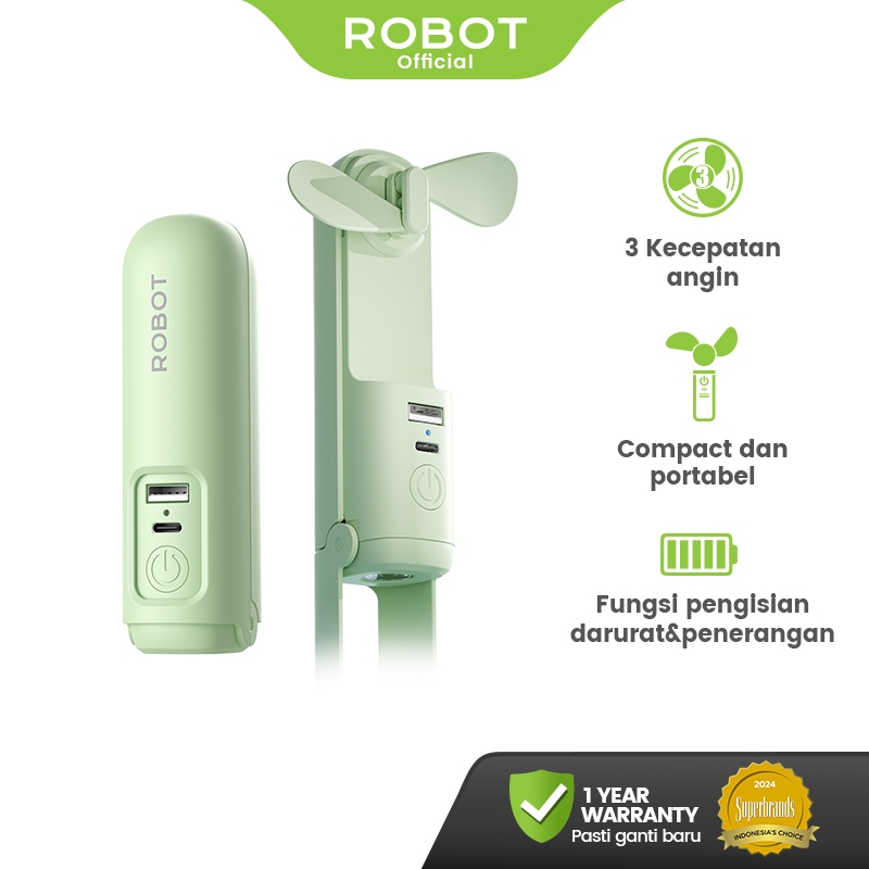 ROBOT RT-NF01 Kipas Angin Mini 2000mAh – Portable & Genggam, High Speed, Ringan untuk Dibawa, Garans