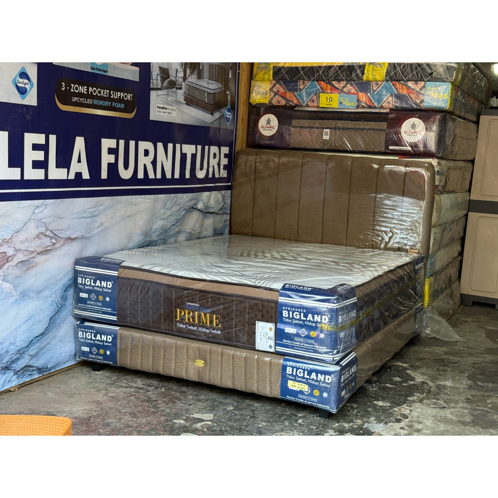 SET SPRINGBED BIGLAND PRIME PLUSTOP TEBAL 35cm m & DIVAN SANDARAN BIGLAND