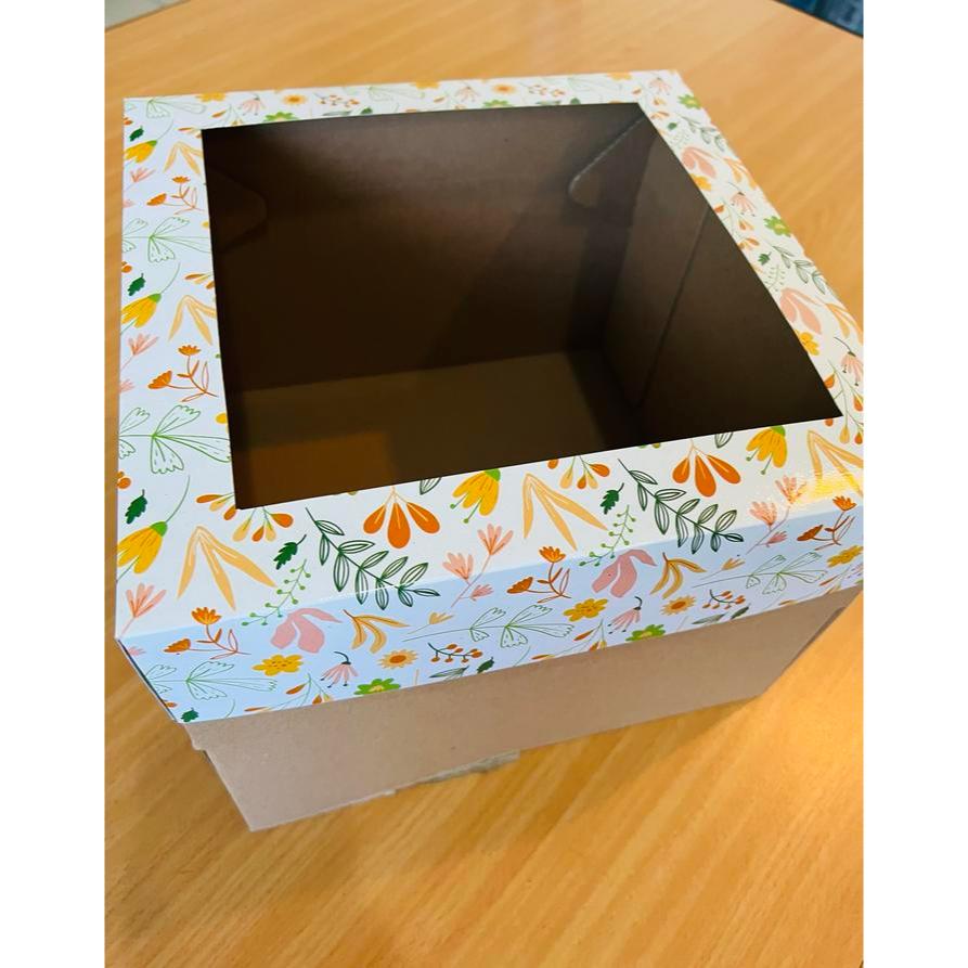 

Cake box tempat kue edisi dus flower garden mika kemasan roti ukuran 25
