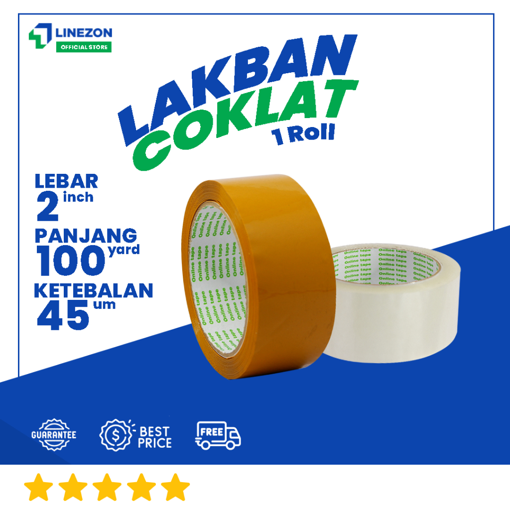 

1 Pcs Lakban Coklat 100 Yard 2 Inch / Lakban isolasi Merk Online Tape Termurah