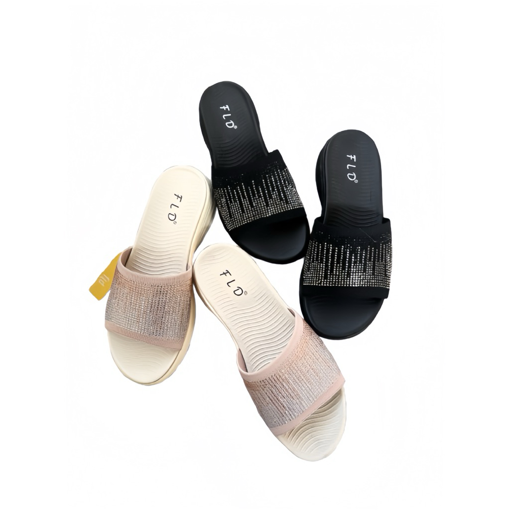 FLD.SHOES Ori Mall FLDS121 Sendal Wedges Wanita Manik