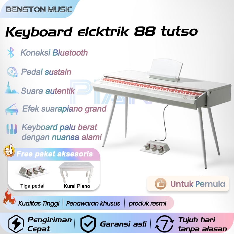 Ready Stock Benston Music- Piano digital dengan meja laci, Keyboard elektrik 88 tuts tipe laci kayu