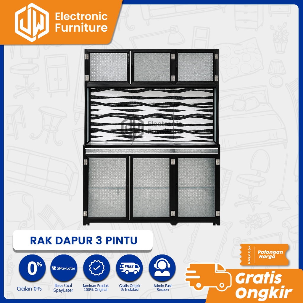 JW - Rak Dapur 3 Pintu / Rak Dapur 4 Pintu / Etalase Dapur 3/4 Pintu /  Meja Kompor - Pontianak