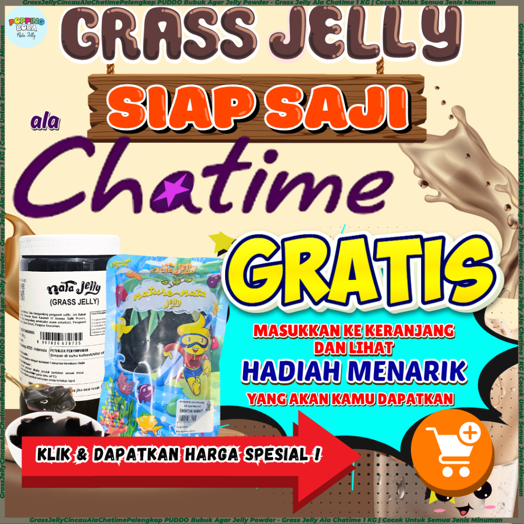 

GrassJellyCincauAlaChatimePelengkap PUDDO Bubuk Agar Jelly Powder - Grass Jelly Ala Chatime 1 KG | Cocok Untuk Semua Jenis Minuman