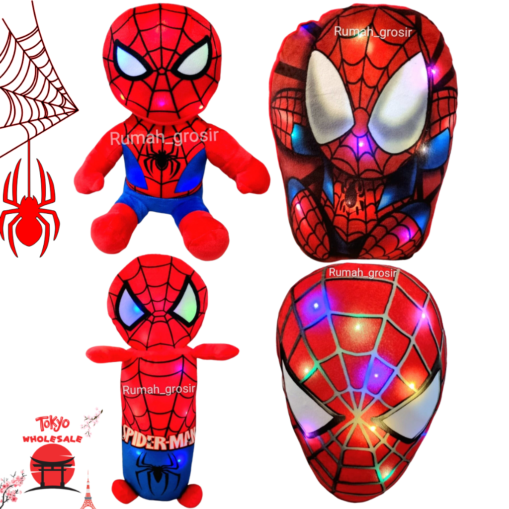 Plushie LED - Boneka Spiderman Lampu LED Guling Boneka Spiderman Bantal Spiderman