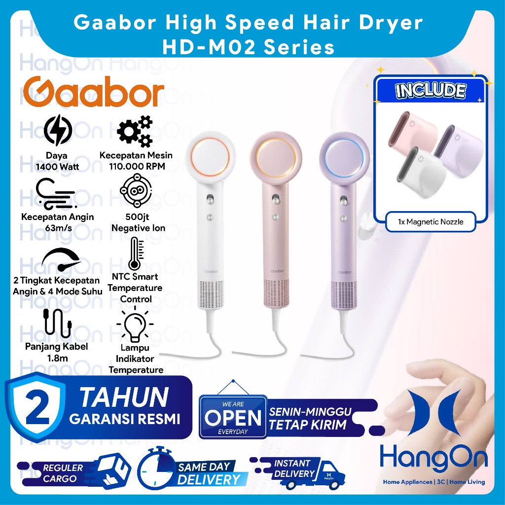 Gaabor HD-M02 Series Smart Ionic Bladeless High Speed Hair Dryer Pengering Rambut Professional HDM02